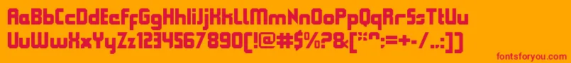 フォントQueuebrickClosedblack – オレンジの背景に赤い文字