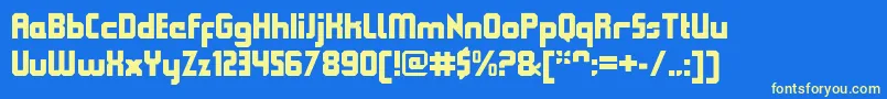 QueuebrickClosedblack Font – Yellow Fonts on Blue Background