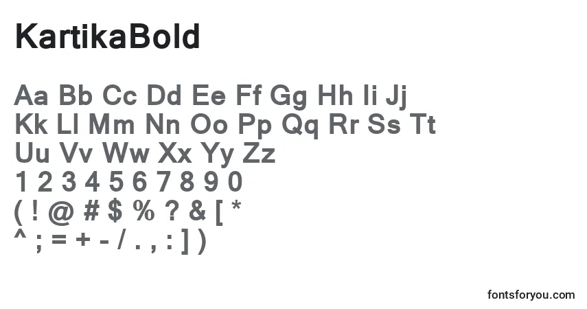 Czcionka KartikaBold – alfabet, cyfry, specjalne znaki