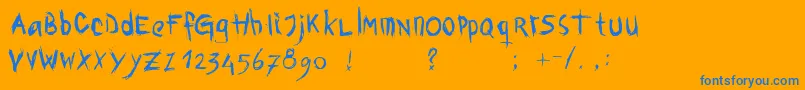 フォントDawnland.Awe – オレンジの背景に青い文字