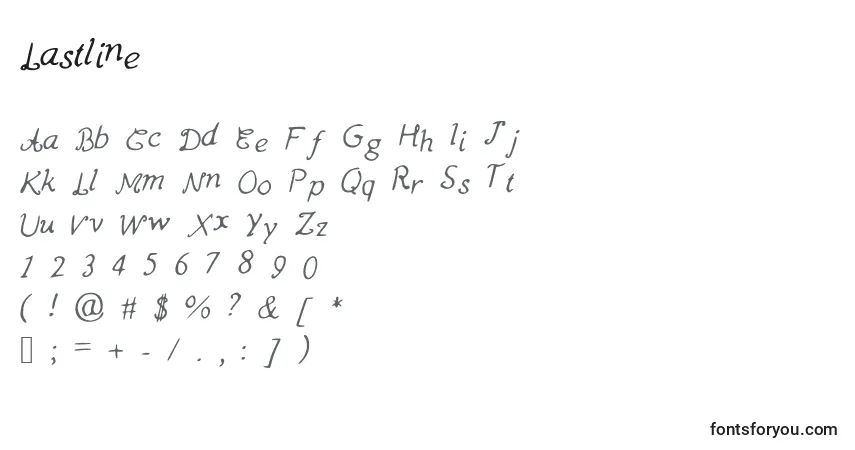 Czcionka Lastline – alfabet, cyfry, specjalne znaki