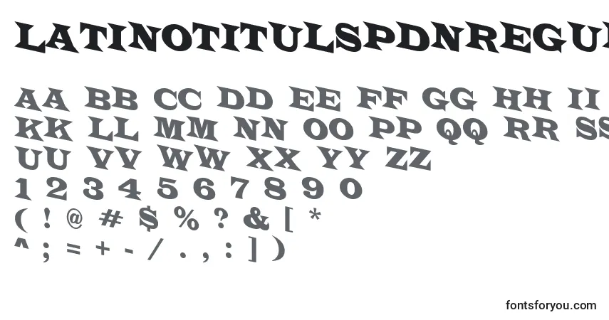 Czcionka LatinotitulspdnRegular – alfabet, cyfry, specjalne znaki