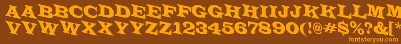 LatinotitulspdnRegular-Schriftart – Orangefarbene Schriften auf braunem Hintergrund
