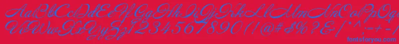 Annabelle Font – Blue Fonts on Red Background