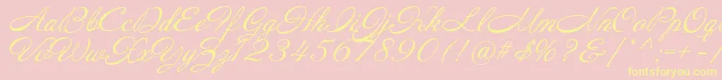 Annabelle-Schriftart – Gelbe Schriften auf rosa Hintergrund