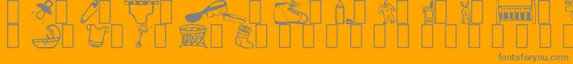Baby-Schriftart – Graue Schriften auf orangefarbenem Hintergrund