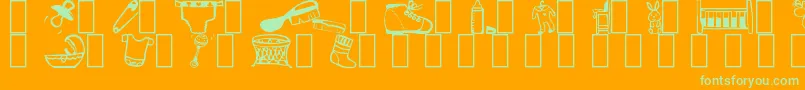 Baby-Schriftart – Grüne Schriften auf orangefarbenem Hintergrund