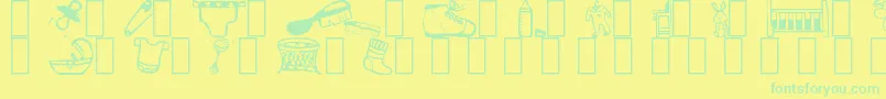 Baby-Schriftart – Grüne Schriften auf gelbem Hintergrund