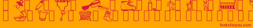 フォントBaby – オレンジの背景に赤い文字