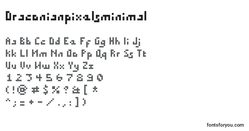A fonte Draconianpixelsminimal – alfabeto, números, caracteres especiais