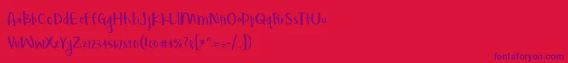 Fonte BmdLovegood – fontes roxas em um fundo vermelho