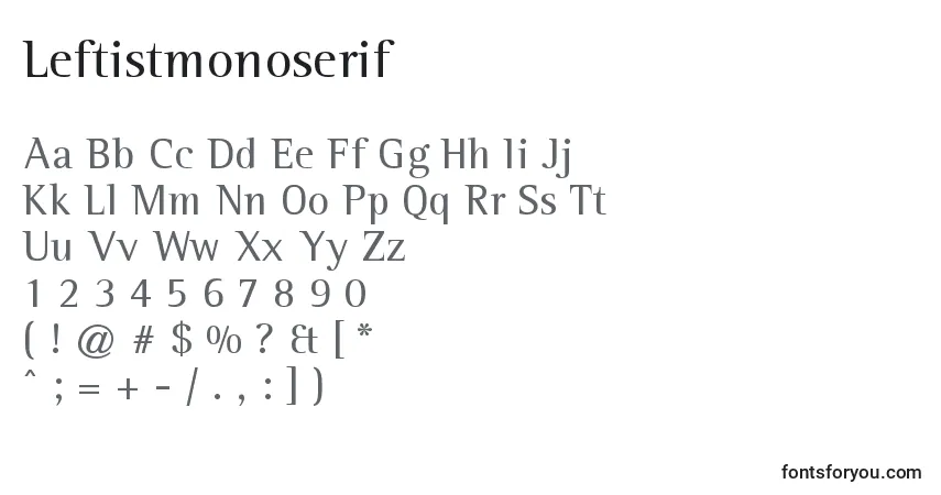 Schriftart Leftistmonoserif – Alphabet, Zahlen, spezielle Symbole