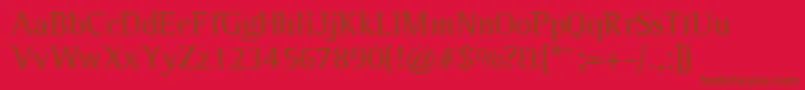 Fonte Leftistmonoserif – fontes marrons em um fundo vermelho