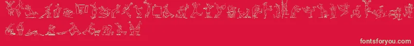 フォントMaennekenLtOutline – 赤い背景に緑の文字