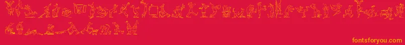 MaennekenLtOutline-Schriftart – Orangefarbene Schriften auf rotem Hintergrund