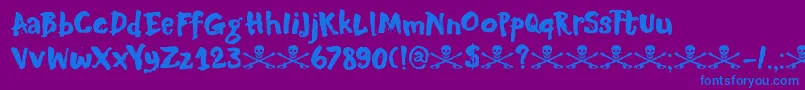 フォントDkMotleyCrew – 紫色の背景に青い文字