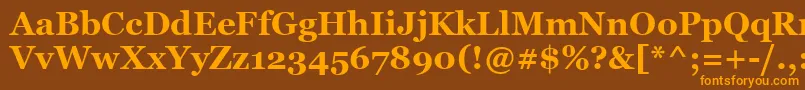 フォントVaniBold – オレンジ色の文字が茶色の背景にあります。