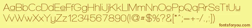 フォントWalkwayUpperSemibold – 茶色の文字が黄色の背景にあります。