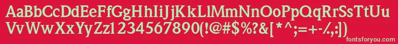 フォントQuintessencesskBold – 赤い背景に緑の文字