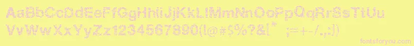 BrokenSquares-fontti – vaaleanpunaiset fontit keltaisella taustalla