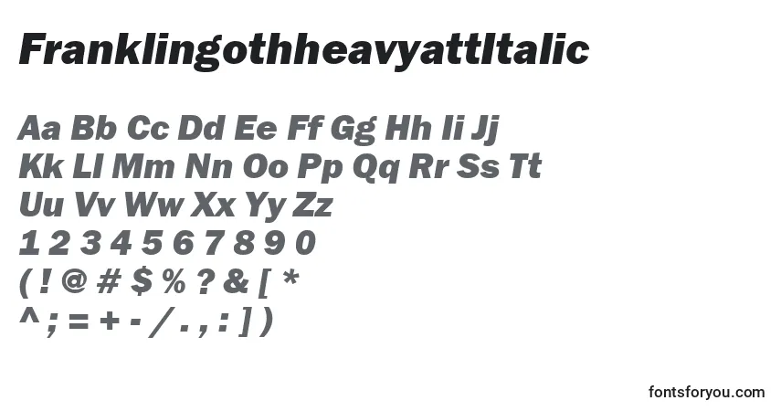 FranklingothheavyattItalic-fontti – aakkoset, numerot, erikoismerkit