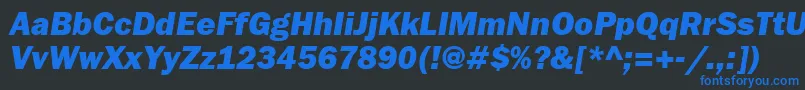 FranklingothheavyattItalic Font – Blue Fonts on Black Background