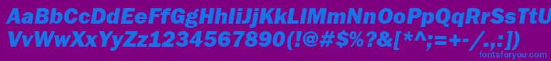 FranklingothheavyattItalic-Schriftart – Blaue Schriften auf violettem Hintergrund