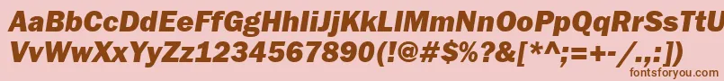フォントFranklingothheavyattItalic – ピンクの背景に茶色のフォント