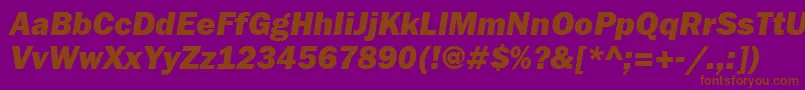 フォントFranklingothheavyattItalic – 紫色の背景に茶色のフォント