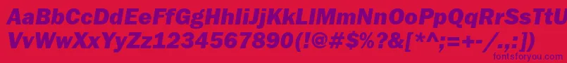フォントFranklingothheavyattItalic – 赤い背景に紫のフォント
