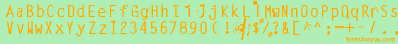 Leak-Schriftart – Orangefarbene Schriften auf grünem Hintergrund