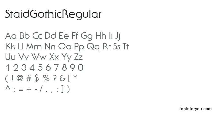 Czcionka StaidGothicRegular – alfabet, cyfry, specjalne znaki