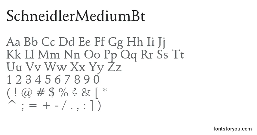 A fonte SchneidlerMediumBt – alfabeto, números, caracteres especiais