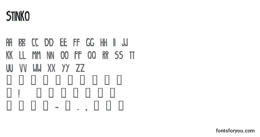 Шрифт Stinko – алфавит, цифры, специальные символы