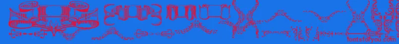 DeborahExtrasOrnaments-fontti – punaiset fontit sinisellä taustalla