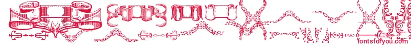 DeborahExtrasOrnaments-Schriftart – Rote Schriften auf weißem Hintergrund