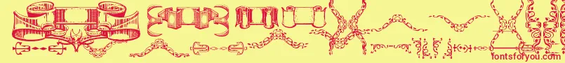 DeborahExtrasOrnaments Font – Red Fonts on Yellow Background