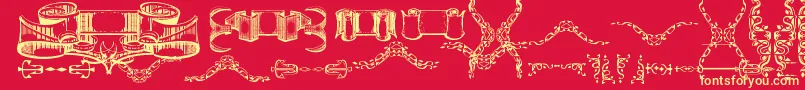 DeborahExtrasOrnaments Font – Yellow Fonts on Red Background