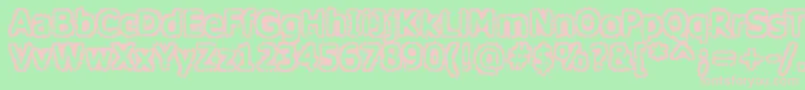 HoneyISpiltVerdana-fontti – vaaleanpunaiset fontit vihreällä taustalla