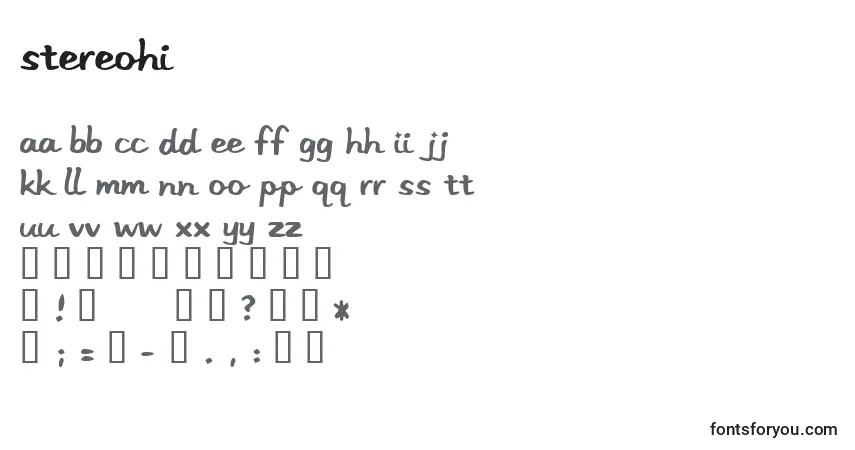 Czcionka Stereohi – alfabet, cyfry, specjalne znaki