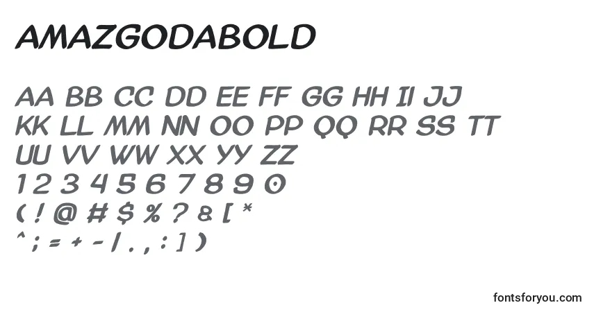 Czcionka Amazgodabold – alfabet, cyfry, specjalne znaki