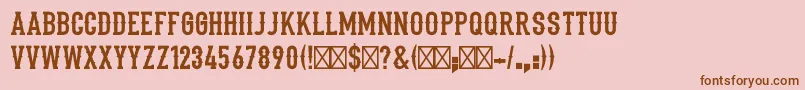 Fonte Stadium1946Regular – fontes marrons em um fundo rosa