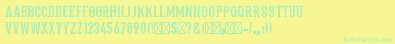 Fonte Stadium1946Regular – fontes verdes em um fundo amarelo