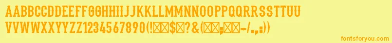 Weitere Informationen zur Stadium1946Regular-Schriftart Stadium1946Regular-Schriftart – Orangefarbene Schriften auf gelbem Hintergrund