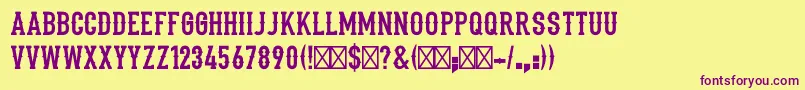 Stadium1946Regular Font – Purple Fonts on Yellow Background