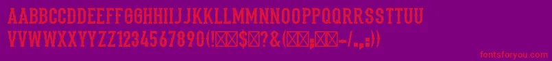 Fonte Stadium1946Regular – fontes vermelhas em um fundo violeta