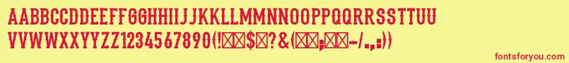 Weitere Informationen zur Stadium1946Regular-Schriftart Stadium1946Regular-Schriftart – Rote Schriften auf gelbem Hintergrund