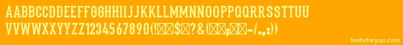 Stadium1946Regular-Schriftart – Gelbe Schriften auf orangefarbenem Hintergrund
