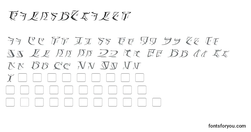 A fonte FalmerItalic – alfabeto, números, caracteres especiais