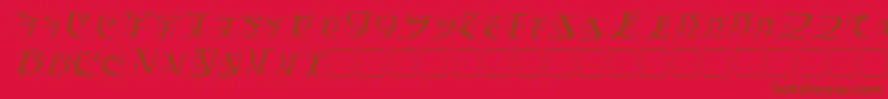 FalmerItalic-Schriftart – Braune Schriften auf rotem Hintergrund
